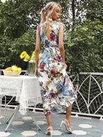 Midi Jurk met V-hals en Tropische Print - Midi Dresses - Jurkjes.co