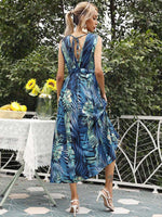 Midi Jurk met V-hals en Tropische Print - Midi Dresses - Jurkjes.co