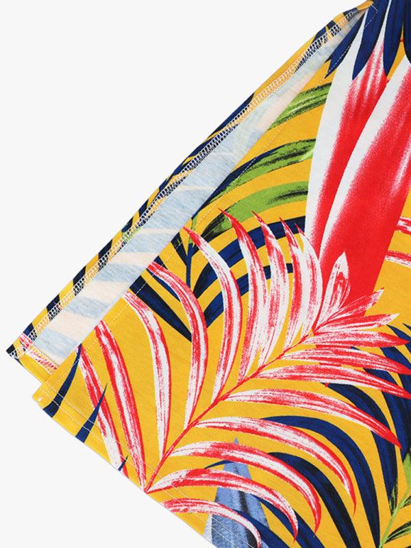 Midi Jurk met V-hals en Tropische Print - Midi Dresses - Jurkjes.co