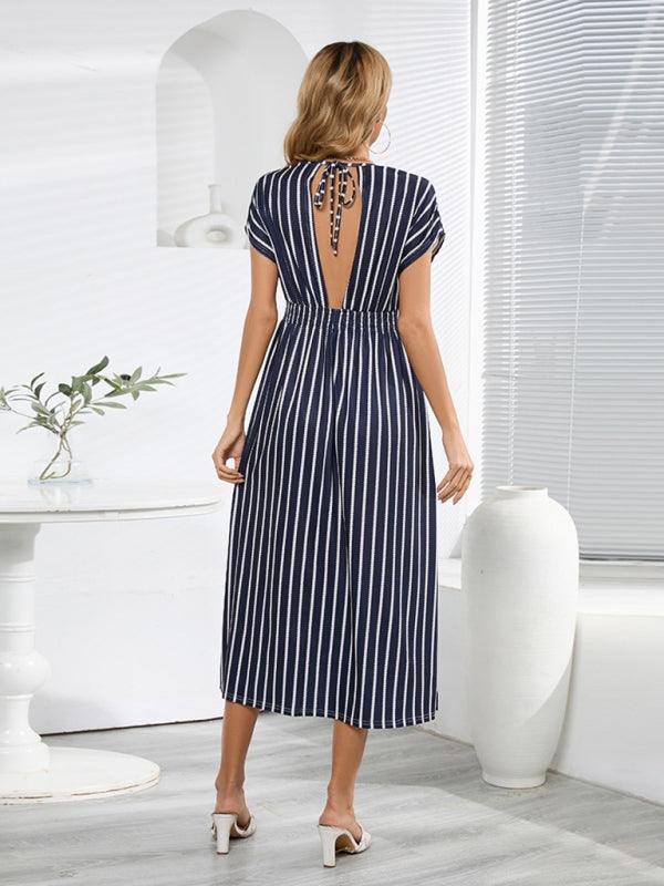 Midi Jurk met V-hals en Tropische Print - Midi Dresses - Jurkjes.co