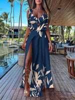 Midi Jurk met V-hals en Tropische Print - Mini Dresses - Jurkjes.co