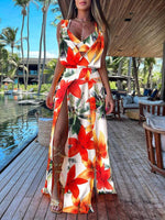 Midi Jurk met V-hals en Tropische Print - Mini Dresses - Jurkjes.co