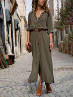 Midi Jurk met V-hals en Zijsplit - Maxi Dresses - Jurkjes.co