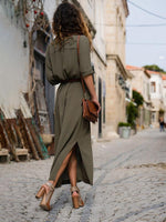 Midi Jurk met V-hals en Zijsplit - Maxi Dresses - Jurkjes.co