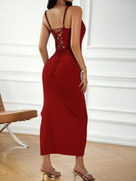 Midi Jurk met V-hals en Zijsplit - Midi Dresses - Jurkjes.co