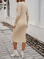Midi Jurk met V-hals en Zijsplit - Midi Dresses - Jurkjes.co