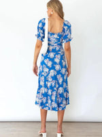 Midi Jurk met Vierkante Hals en Bloemenprint - Group10 - Jurkjes.co