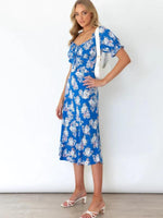 Midi Jurk met Vierkante Hals en Bloemenprint - Group10 - Jurkjes.co