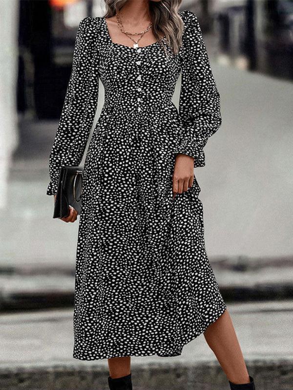 Midi Jurk met Vierkante Hals en Bloemenprint - Group7 - Jurkjes.co