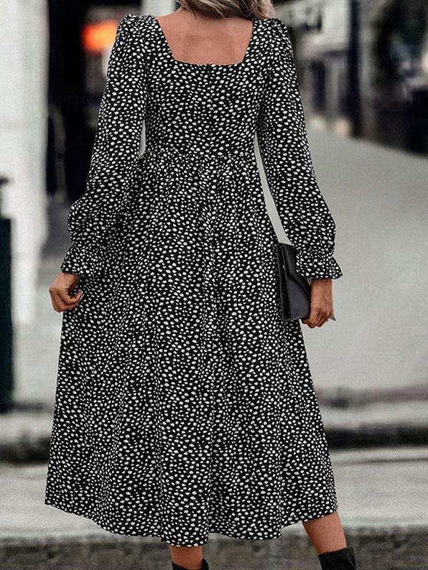 Midi Jurk met Vierkante Hals en Bloemenprint - Group7 - Jurkjes.co