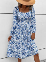 Midi Jurk met Vierkante Hals en Bloemenprint - Group8 - Jurkjes.co