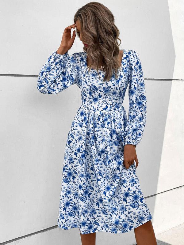 Midi Jurk met Vierkante Hals en Bloemenprint - Group8 - Jurkjes.co