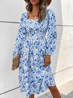 Midi Jurk met Vierkante Hals en Bloemenprint - Group8 - Jurkjes.co