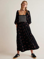 Midi Jurk met Vierkante Hals en Bloemenprint - Maxi Dresses - Jurkjes.co