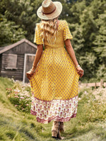 Midi Jurk met Vierkante Hals en Bloemenprint - Midi Dresses - Jurkjes.co