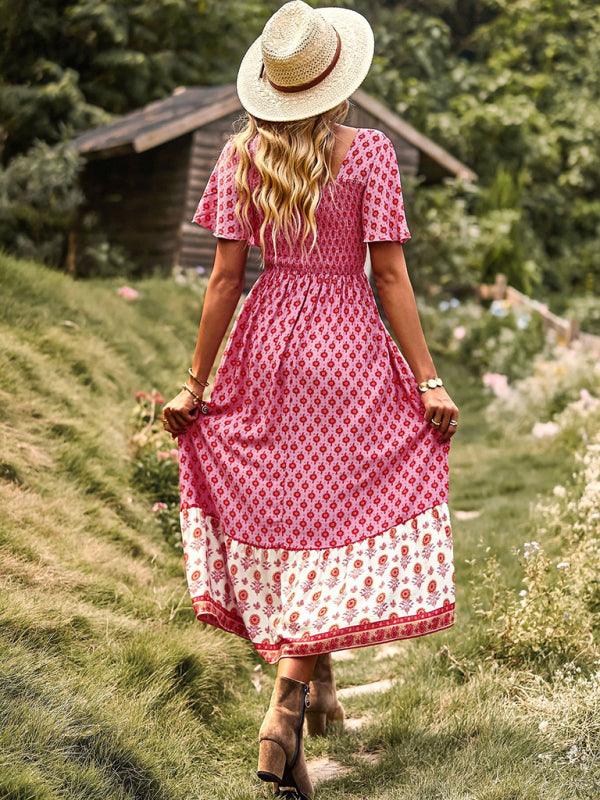Midi Jurk met Vierkante Hals en Bloemenprint - Midi Dresses - Jurkjes.co