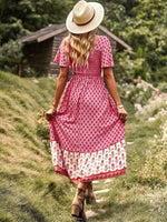 Midi Jurk met Vierkante Hals en Bloemenprint - Midi Dresses - Jurkjes.co