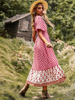 Midi Jurk met Vierkante Hals en Bloemenprint - Midi Dresses - Jurkjes.co