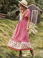 Midi Jurk met Vierkante Hals en Bloemenprint - Midi Dresses - Jurkjes.co
