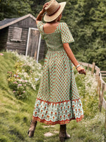 Midi Jurk met Vierkante Hals en Bloemenprint - Midi Dresses - Jurkjes.co