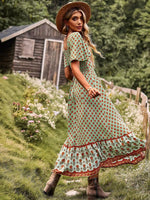 Midi Jurk met Vierkante Hals en Bloemenprint - Midi Dresses - Jurkjes.co