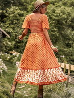 Midi Jurk met Vierkante Hals en Bloemenprint - Midi Dresses - Jurkjes.co