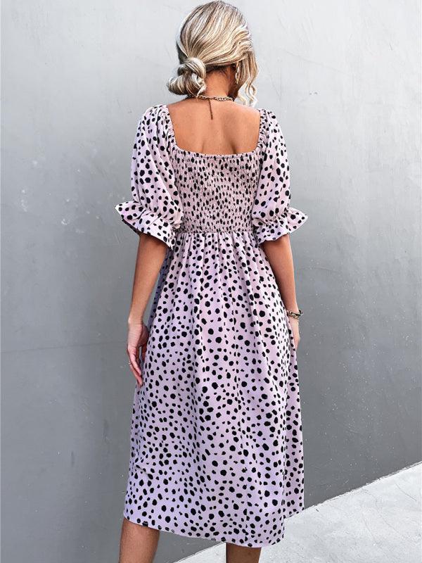 Midi Jurk met Vierkante Hals en Dierenprint - Midi Dresses - Jurkjes.co