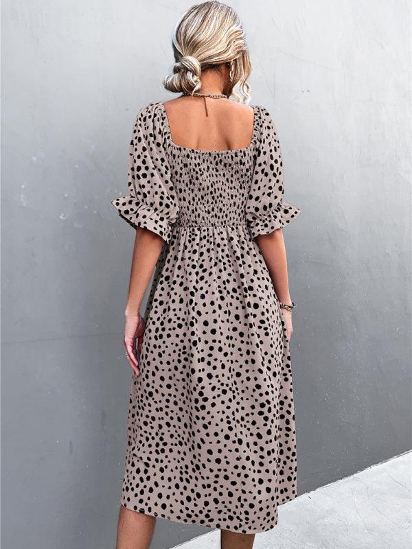 Midi Jurk met Vierkante Hals en Dierenprint - Midi Dresses - Jurkjes.co