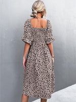 Midi Jurk met Vierkante Hals en Dierenprint - Midi Dresses - Jurkjes.co