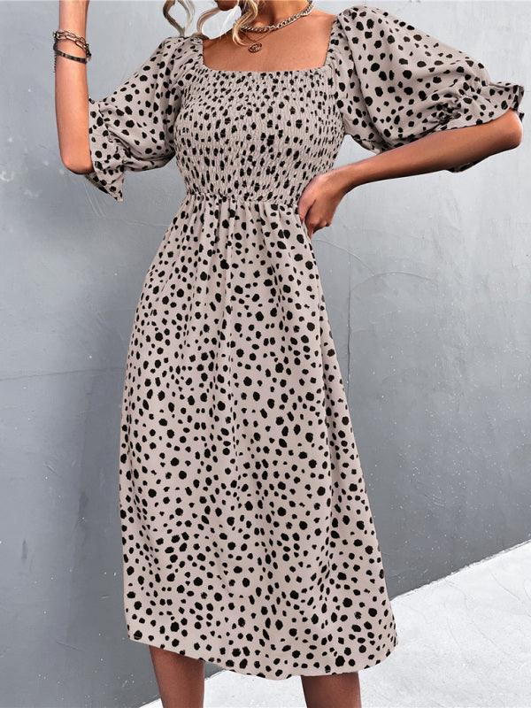 Midi Jurk met Vierkante Hals en Dierenprint - Midi Dresses - Jurkjes.co