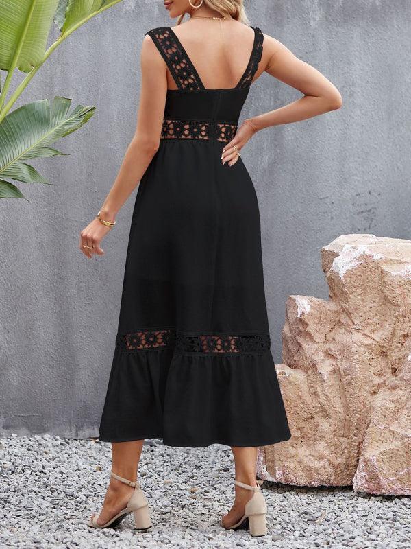 Midi Jurk met Vierkante Hals en Kant - Midi Dresses - Jurkjes.co