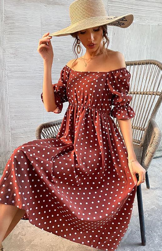 Midi Jurk met Vierkante Hals en Polka Dots - Midi Dresses - Jurkjes.co