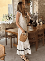 Midi Jurk met Vierkante Hals en Rimpelrand - Group14 - Jurkjes.co