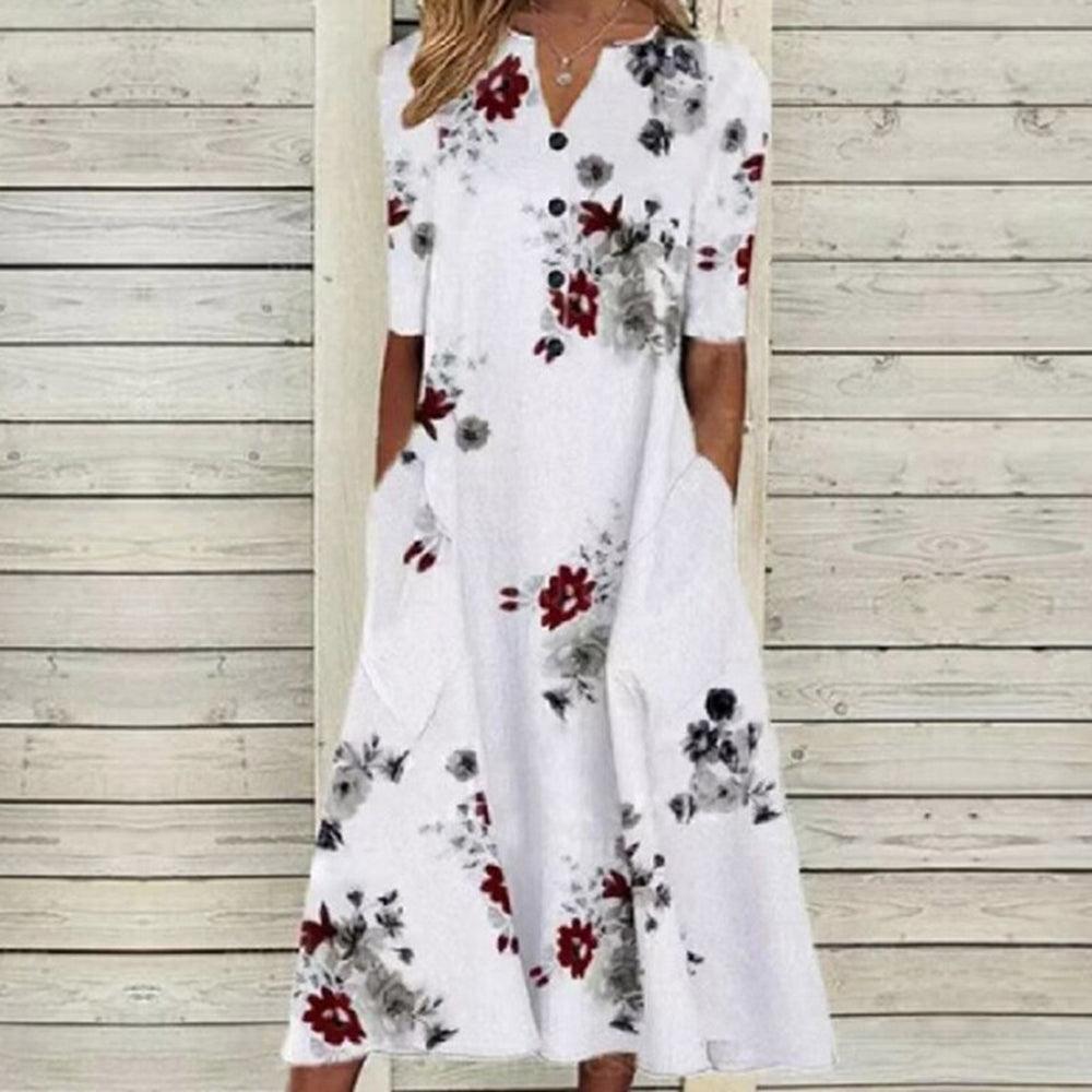 Midi Jurk met Vlinderprint - Dresses - Jurkjes.co