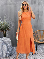 Midi Jurk met Voorin Split - Maxi Dresses - Jurkjes.co