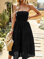 Midi Jurk Strapless met Gelaagde Rok - Midi Dresses - Jurkjes.co