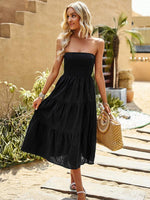 Midi Jurk Strapless met Gelaagde Rok - Midi Dresses - Jurkjes.co