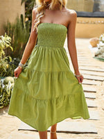 Midi Jurk Strapless met Gelaagde Rok - Midi Dresses - Jurkjes.co