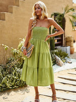 Midi Jurk Strapless met Gelaagde Rok - Midi Dresses - Jurkjes.co