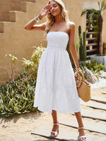 Midi Jurk Strapless met Gelaagde Rok - Midi Dresses - Jurkjes.co