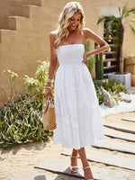 Midi Jurk Strapless met Gelaagde Rok - Midi Dresses - Jurkjes.co