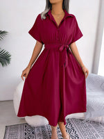 Midi Overhemd Jurk met Ceintuur - Maxi Dresses - Jurkjes.co