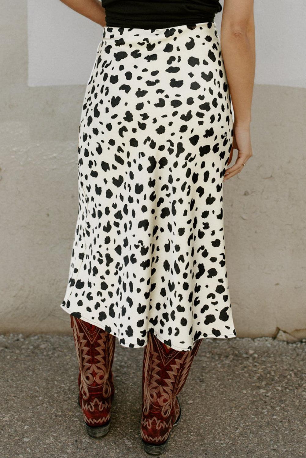 Midi Rok met Panterprint en Split - Skirts & Petticoat - Jurkjes.co