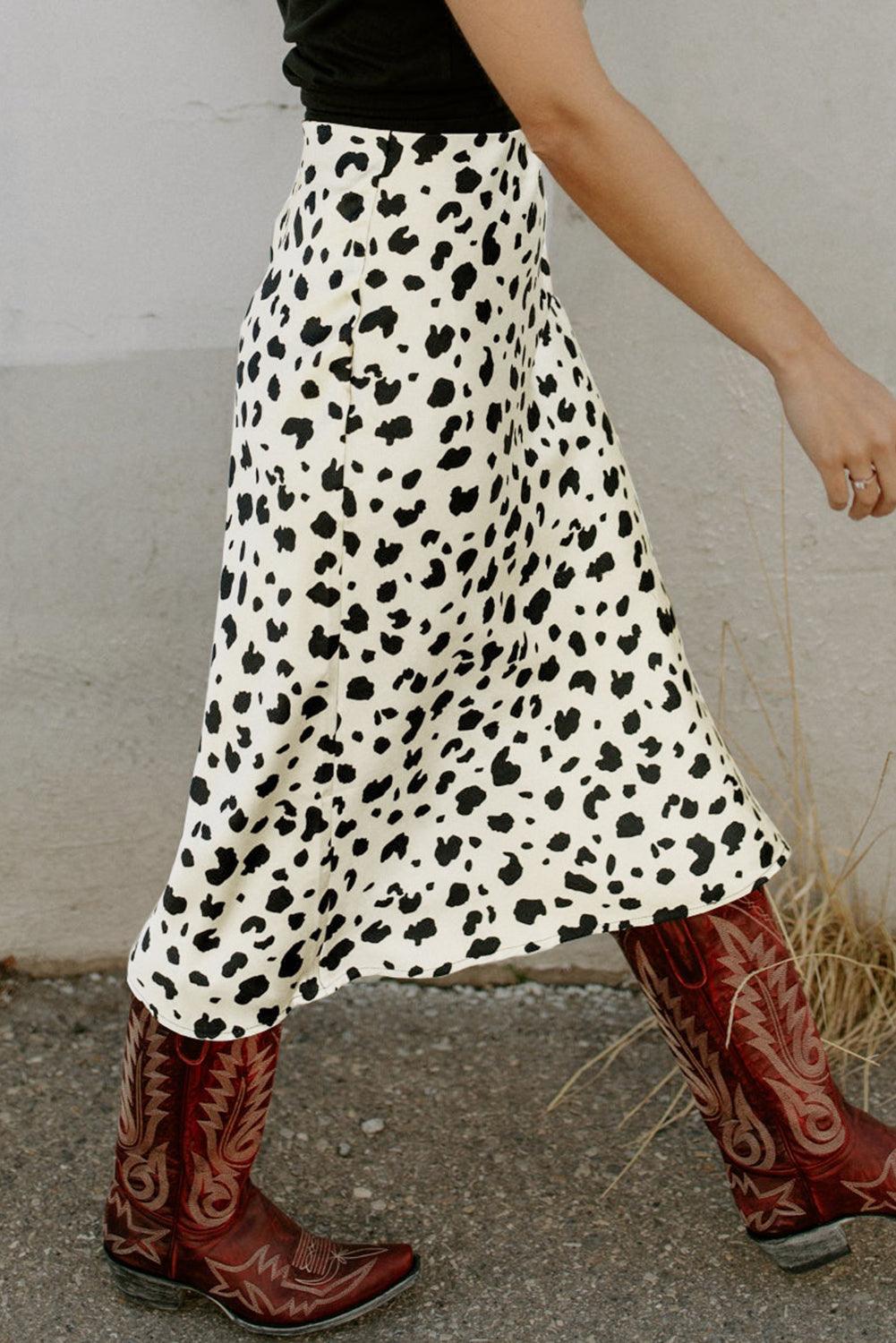 Midi Rok met Panterprint en Split - Skirts & Petticoat - Jurkjes.co