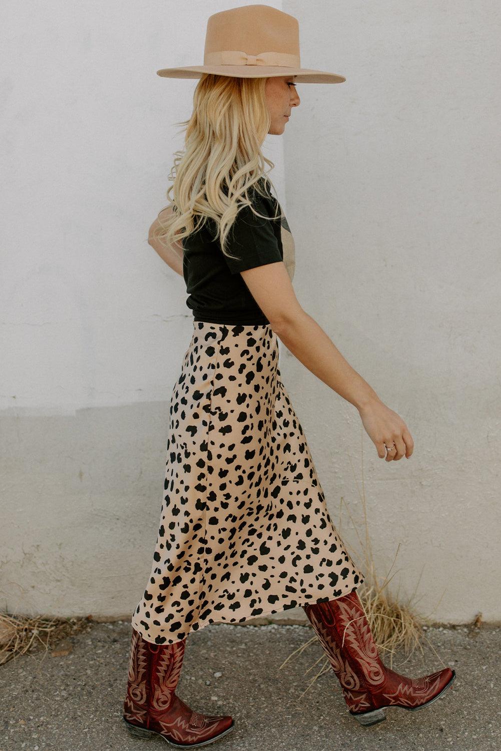 Midi Rok met Panterprint en Split - Skirts & Petticoat - Jurkjes.co