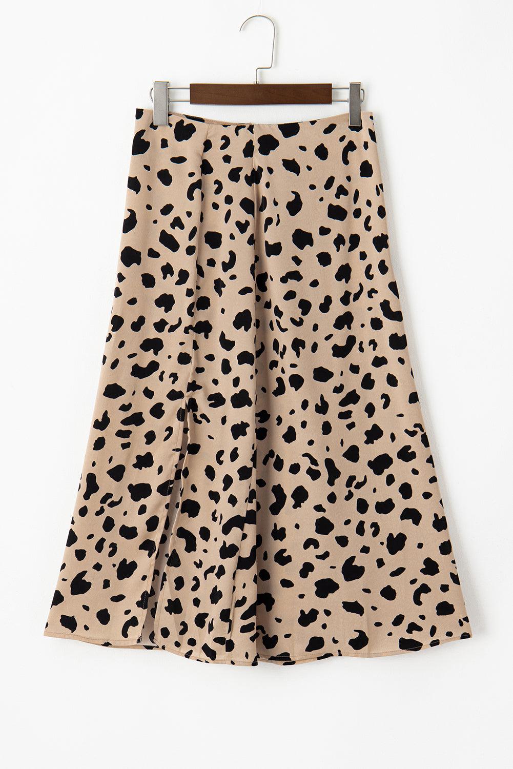Midi Rok met Panterprint en Split - Skirts & Petticoat - Jurkjes.co
