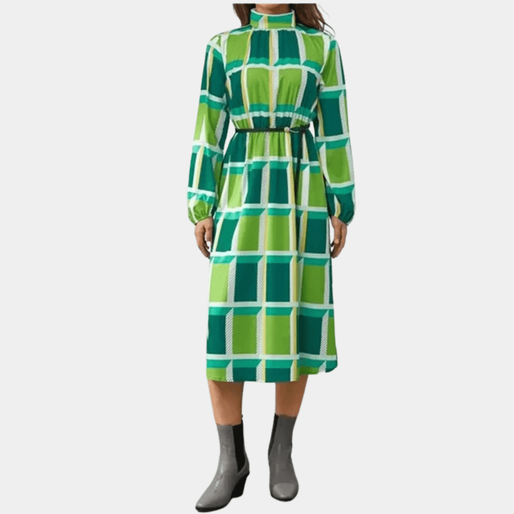 Midijurk met Geometrisch Patroon - CB - Dresses - Jurkjes.co