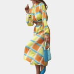 Midijurk met Geometrisch Patroon - CB - Dresses - Jurkjes.co