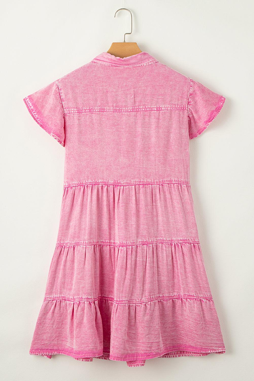 Mineraal Gewassen Spijker Jurk - Mini Dresses - Jurkjes.co