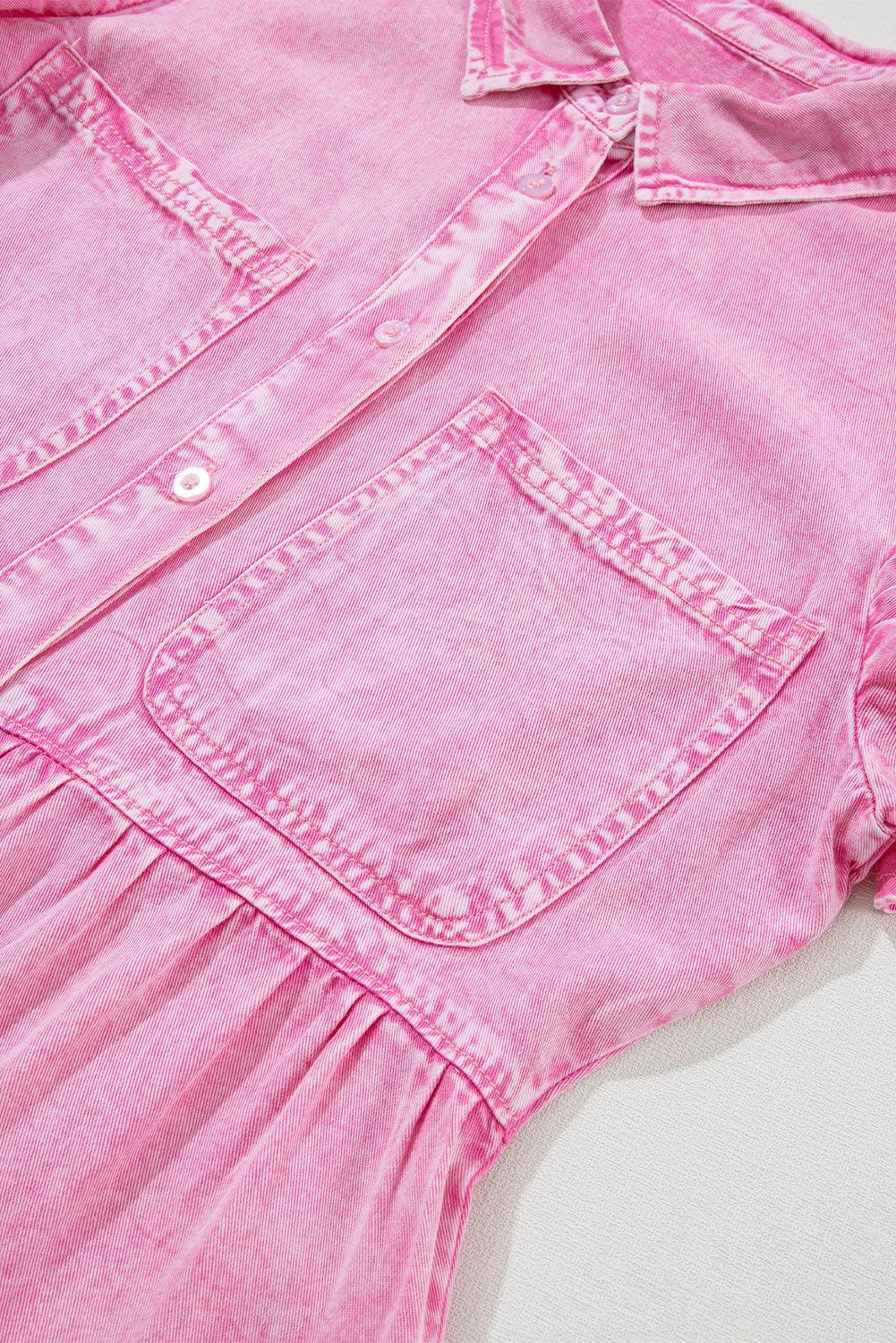 Mineraal Gewassen Spijker Jurk - Mini Dresses - Jurkjes.co